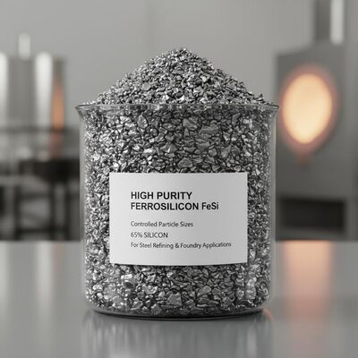 Υψηλής καθαρότητας σιδηροπυριτικό πυρίτιο FeSi με ελεγχόμενο μέγεθος σωματιδίων και 65% πυρίτιο για εφαρμογές διύλισης και χύτευσης χάλυβα
